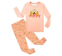 Pyjama Enfant Deux Pièces Court Pantalon Été Tenue de Nuit Confortable pour Petites et Grandes Filles(e-Orange, 5-6 Years)