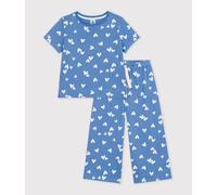 Pyjama enfant en coton jambes larges à caurs Petit Bateau - bleu - Taille 6 ans 6A bleu/blanc