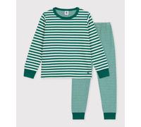 Pyjama enfant en tubique à rayures Petit Bateau - vert - Taille 12 ans 12A vert/beige