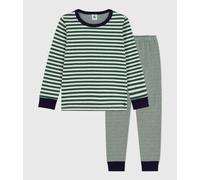 Pyjama enfant en tubique à rayures Petit Bateau - vert - Taille 2 ans 2A vert/beige