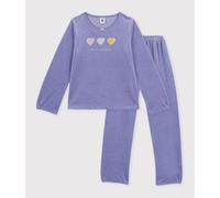 Pyjama enfant en velours à motif caurs Petit Bateau - violet - Taille 3 ans 3A violet
