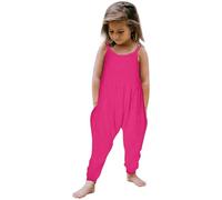Pyjama Enfant Fille 3 Ans - Combinaison 1 pièce Dos Nu pour bébé et Fille Barboteuse sans Manches à Bretelles Tenues d'été avec Poches (5-6 Years)
