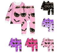 Pyjama Enfant Fille avec et col Rond Ample, Ensemble 2 pièces Pyjama pour Filles Set Manches Longues et Pantalon Long Batte Imprimé, vêtements de Nuit pour Enfants Doux, 2-10 Ans (9-10 Years)