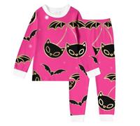 Pyjama Enfant Fille avec et col Rond Hiver Chaud, Ensemble 2 pièces Pyjama pour Filles Set Manches Longues et Pantalon Long Batte Imprimé, vêtements de Nuit pour Enfants Doux, 2-10 Ans (3-4 Years)