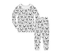Pyjama Enfant Fille Doux, Ensembles de Pyjama Set Manches Longues Coton et Pantalon Long fantôme Citrouille Imprimé, Tenue D'intérieur Maison DIY Peints À la Main Ensembles, 2-10 (White, 3-4 Years)