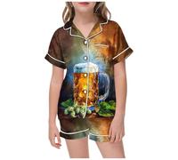 Pyjama Enfant Fille,Ensemble de pyjama confortables pour femmes pour la détente Vêtements de nuit élégants et décontractés à manches courtes imprimés Parfait pour un usage quotidien et en toute saison