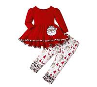 Pyjama Enfant Fille Ensemble Fille Deux Pièces Haut Manches Longues Brodé Pantalon Léopard Print Dentelle Florale Fête Noël Carnaval Élégant Chic Cadeau Parfait Vêtement Printemps