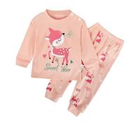 Pyjama Enfant Fille Garçon Doux et Confortable à Manches Longues avec Imprimés Animaux pour Dormir Ensemble de Vêtements de Nuit (3-6 Months)