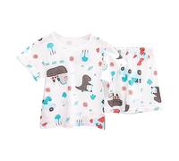 pyjama enfant garcon 1-10 ans été dinosaure animal ensemble bebe garçon mignon dessin animé t-shirts à manches courtes garçon col rond short garcon sport tenue vetement survetement (White, 9-10 Years)