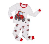 Pyjama Enfant Garcon 1-6 Ans Hiver Camion Tee Shirt Manche Longue Vetement Bebe garçon Pompiers Dessin Anime Haut Top Pantalon Loungewear Mignon Tenue 2 Pieces Mode Casual (ZA-White, 4-5 Years)