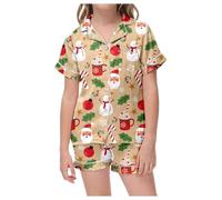 Pyjama Enfant Garcon Ensemble T-Shirt et Short Manches Courte Tops vêtements d'été Courtes Ensembles de Pyjamas imprimés Mignons Coton Mignonne Dinosaure Bébé pour Enfants 2-10 Ans
