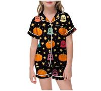 Pyjama Enfant Garcon Fille 2 Pièces Deguisement Halloween Lot Ensembles de et Ado Vêtements Nuit Assortis Mignon en Coton Doux pour Filles GarçOns