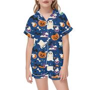 Pyjama Enfant Garcon Fille De Halloween Lot 2 Ensembles Ensemble Manches Longues en Coton Doux Tenue Pieces Filles Costume Nuit Cadeaux