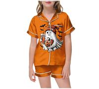 Pyjama Enfant Garcon Fille d'halloween Costume Bebe Ensembles de Coton 2 Pièces Bien serré Coupe troite en Doux Cadeau