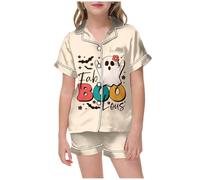 Pyjama Enfant Garcon Fille d'halloween Ensembles de Pyjamas imprimés Bebe Coton Simple Doux Surpyjama Haut Pantalons Ensemble pour Filles et GarçOns