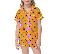 Pyjama Enfant Garcon Fille d'halloween Lot 2 Ensembles de Bebe Coton Simple Doux Surpyjama Haut Top Pantalon Filles Costume Nuit Cadeaux