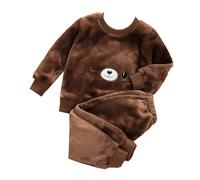 Pyjama Enfant Garcon Fille - Ensemble De Pyjama en Coton éPaissi Petits Enfant Sleepwear Pyjama en Velours Corail Chaud Tenue 2 Pieces NoëL Enfant en Bas âGe Deux PièCes pour Enfants 2-14 Ans