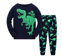 Pyjama Enfant Garcon Fille Ensemble Deux pièces Doux Confortable Vêtements de Détente Kawaii d'été Longues Hauts et Pantalon Mignonne Dinosaure Tracteur Four Seasons Enfants
