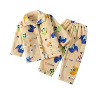 Pyjama Enfant Garcon Fille Ensemble Deux pièces Vêtement d'intérieur Maison Unisexe Confortable et Doux Longues Hauts de Pantalon Dinosaure Requin Voitures pour Enfants Colorier
