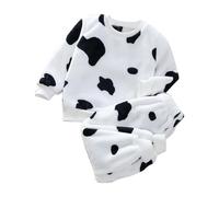 pyjama enfant garcon fille hiver chaud 0-7 ans polaire sweat sans capuche vetement bebe garçon animal dessin anime haut pantalon mignon tenue 2 pieces ensembles fille peluche (White, 5-6 ans)