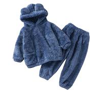 Pyjama Enfant Garcon Fille Solides Manches Longues Tenues Pyjamas pour Enfants Garçon Coton 2 Pieces Classique Hauts de et Pantalon Peints La Main Colorier