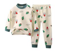 Pyjama Enfant Garcon Fille Solides Manches Longues Tenues Pyjamas pour Enfants Garçon Coton en Doux Haut Col Rond Pantalon Mignon Animal Dessin Anime et Jeunes