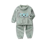 Pyjama Enfant Garcon Fille Solides Manches Longues Tenues Pyjamas pour Enfants Garçon Coton Kawaii d'été Tee Shirt Ensembles Peints La Main Colorier