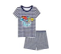 Pyjama Enfant Garcon Short Fille Manche Courte Top Manches Courtes Imprimé en Coton Biologique Doux 2 Pièces Pyjashort té Set Four Seasons Ensembles Enfants