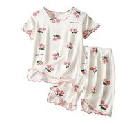 Pyjama Enfant Garcon T Shirt Tops et Pjs Shorts Col Rond+Shorts Imprimé Manches Courtes Unisexe Confortable Doux T-Shirt Crop Top Short Four Seasons Ensembles Enfants