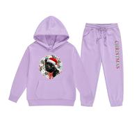 Pyjama Enfant Noël Ensemble Fille Renne Noël Hoodie Set Deux Pièces Enfant Moyen Petit Manches Longues Hoodie Sweatpants Carnaval Noël Doux Vêtement Noël