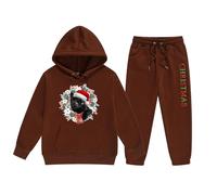 Pyjama Enfant Noël Ensemble Fille Renne Noël Hoodie Set Deux Pièces Enfant Moyen Petit Manches Longues Hoodie Sweatpants Carnaval Noël Doux Vêtement Noël