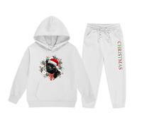 Pyjama Enfant Noël Ensemble Fille Renne Noël Hoodie Set Deux Pièces Enfant Moyen Petit Manches Longues Hoodie Sweatpants Carnaval Noël Doux Vêtement Noël