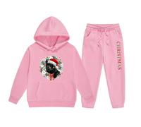 Pyjama Enfant Noël Ensemble Fille Renne Noël Hoodie Set Deux Pièces Enfant Moyen Petit Manches Longues Hoodie Sweatpants Carnaval Noël Doux Vêtement Noël
