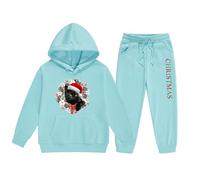 Pyjama Enfant Noël Ensemble Fille Renne Noël Hoodie Set Deux Pièces Enfant Moyen Petit Manches Longues Hoodie Sweatpants Carnaval Noël Doux Vêtement Noël