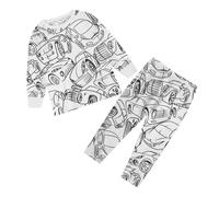 Pyjama Ensemble de vêtements d'intérieur Peints à la Main pour Enfants,Ensembles de Pyjamas à colorier pour garçons et Filles avec lesquels Ils Peuvent Jouer et Porter(White,5-6 Ans)