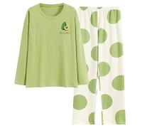 Pyjama Ete Femme Vêtements De Nuit Satin, 2 Pièces Manches Longues Tissu Doux Chaud Imprimé Dessin Animé Ample Respirant Adapté À Hiver pour Loungewear Quotidien