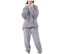 Pyjama Ete Femme Vêtements De Nuit Soie, 2 Pièces Manches Longues Tissu Doux Chaud Imprimé Dessin Animé Ample Respirant Adapté À Hiver pour Loungewear Quotidien