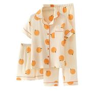 Pyjama Femme À Carreaux Rouge Chambre Homme Gaze Très Arrière Eclair dans Set Douillet Déshabillé Broderie Boutonnee Rayures Mère Pull Polyester Orange Toucher Hotesse