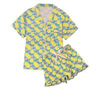 Pyjama Femme Chaud,Chemise D'IntéRieur éLéGante à Manches Courtes Et Boutons IdéAle comme Pyjama Confortable pour des SoiréEs Relaxantes Et comme VêTement De Nuit pour La Saint-Valentin