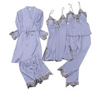 Pyjama Femme Chaud Et Doux, Ensemble De Lingerie FéMinine en Soie Luxueuse avec Dentelle DéLicate pour Nuits Confortables Et éLéGantes Comprenant Plusieurs PièCes Modulables