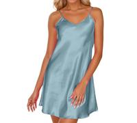 Pyjama Femme Confortable Chemises Satin Sexy Nuisettes Poches Poitrine Pratiques Robes Textile ponge Doux Pyjamas Tenue Décontractée Confy Lingeries Transparente Séduisante pour Hiver Chaud
