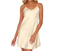 Pyjama Femme Confortable Chemises Satin Sexy Nuisettes Poches Poitrine Pratiques Robes Textile ponge Doux Pyjamas Tenue Décontractée Confy Lingeries Transparente Séduisante pour Hiver Chaud
