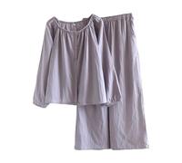 Pyjama Femme Coton Ensembles 2 Pcs Lingerie Coton Mi Saison Sleepwear Womens Salon Elegant Ensemble Pijamas Manches Longues Boutonnee Chemise Pantalon Tenue Rouge Sets Homewear