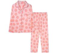 Pyjama Femme Coton Ensembles 2 Pcs Pijamas Coton Mi Saison Sleepwear Womens Casual Leger Sets Pijama Manches Longues Boutonnee Debardeur Pantalon Deguisement Bleu Ensemble Homewear