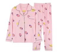 Pyjama Femme Coton Ensembles 2 Pcs Pijamas Coton Mi Saison Sleepwear Womens Casual Leger Sets Pijama Manches Longues Boutonnee Debardeur Pantalon Deguisement Bleu Ensemble Homewear