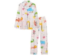 Pyjama Femme Coton Ensembles 2 Pcs Pijamas Coton Mi Saison Sleepwear Womens Casual Leger Sets Pijama Manches Longues Boutonnee Debardeur Pantalon Deguisement Bleu Ensemble Homewear