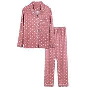 Pyjama Femme Coton Ensembles 2 Pcs Pyjama Coton Hiver Chaud Homewear Femmes Grande Taille Basics Ensemble Pijama Manches Longues Boutonné Debardeur Pantalon Vêtements Noir Set Sleepwear