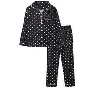 Pyjama Femme Coton Ensembles 2 Pcs Pyjama Coton Hiver Chaud Homewear Femmes Grande Taille Basics Ensemble Pijama Manches Longues Boutonné Debardeur Pantalon Vêtements Noir Set Sleepwear
