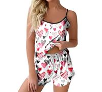 Pyjama Femme Court Short Coton Sexy En Lin Naturel Anti-Transpiration Pour Femmes Enceintes Extensible 2 Pièce Ete Ensemble De Pyjashort Modal Doux Et Absorbant Jupe Haut Été 2025 Pantacourt Blanc XL