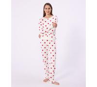 Pyjama femme en coton imprimé caurs Petit Bateau - blanc - Taille XL XL blanc/rouge